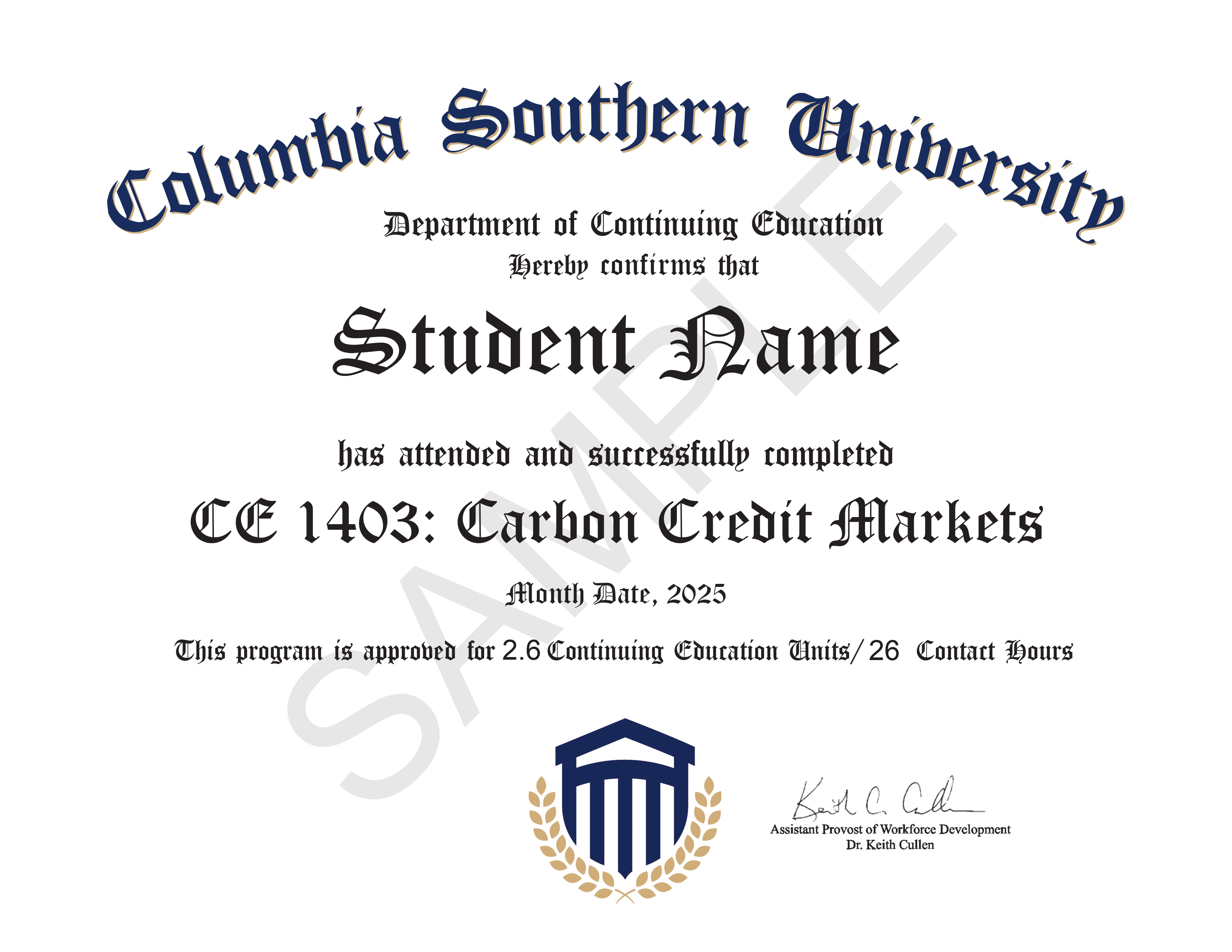 Sample Certificate